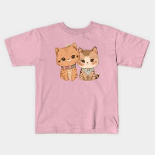 Cute cat couple Kids T-Shirt